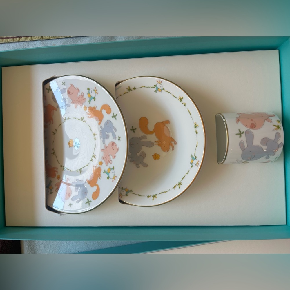 Tiffany & Co. Baby Animal Plate and Cup Set - Brand New